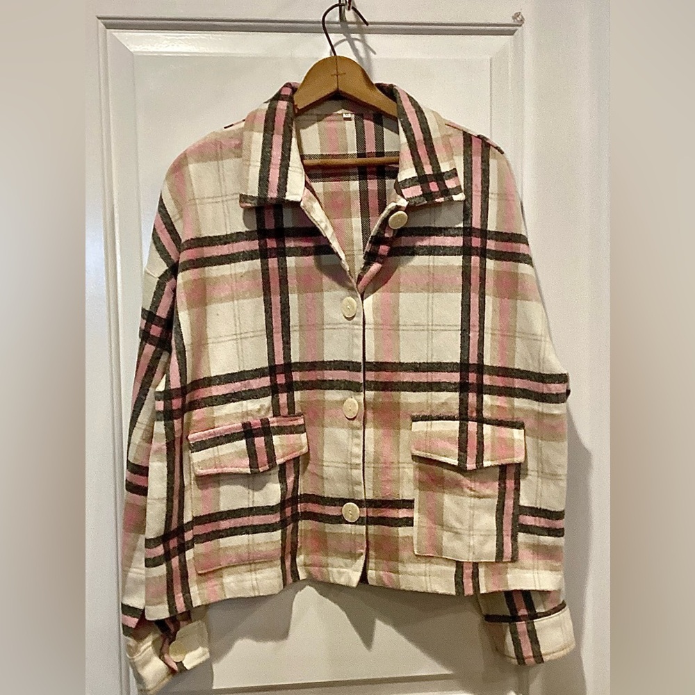 🫐Plaid Women's Jacket in Pink and Cream